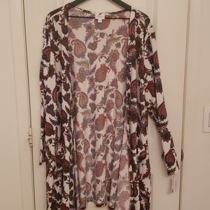 Lularoe XL Paisley White Multicolor Caroline Cardigan